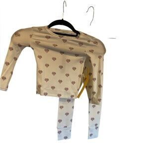 NWT SKIMS kids pajama set MARBLE HEART BANNER Size 3t